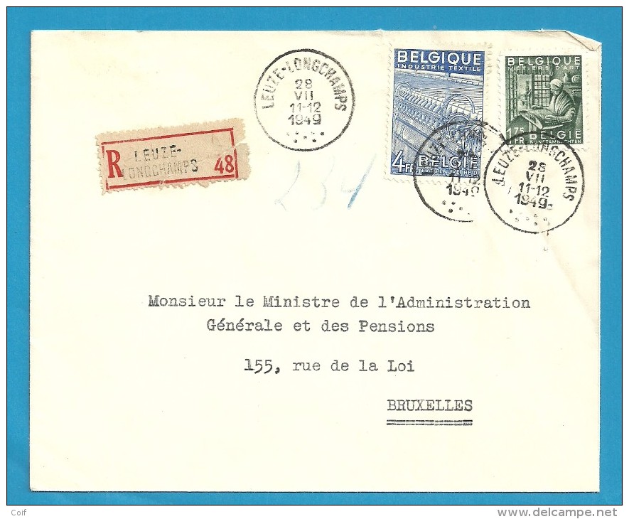 768+771 Op Brief Aangetekend Met Stempel LEUZE-LONGCHAMPS (VK) - 1948 Export