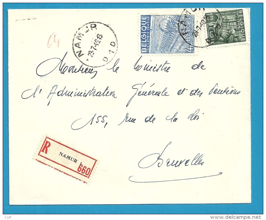 768+771 Op Brief Aangetekend Met Stempel NAMUR 1 (VK) - 1948 Export