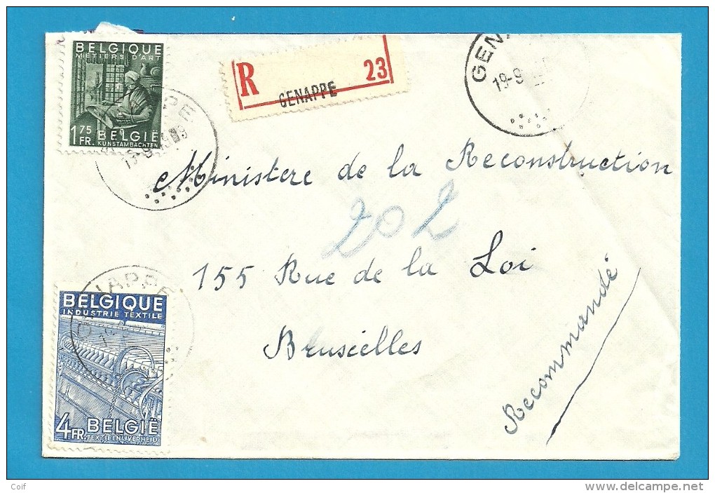 768+771 Op Brief Aangetekend Met Stempel GENAPPE (VK) - 1948 Export