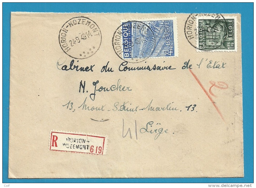 768+771 Op Brief Aangetekend Met Stempel HORION-HOZEMONT (VK) - 1948 Export