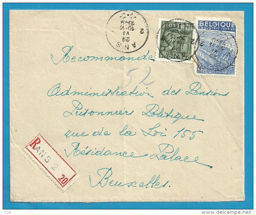 768+771 Op Brief Aangetekend Met Stempel ANS 2 (VK) - 1948 Export