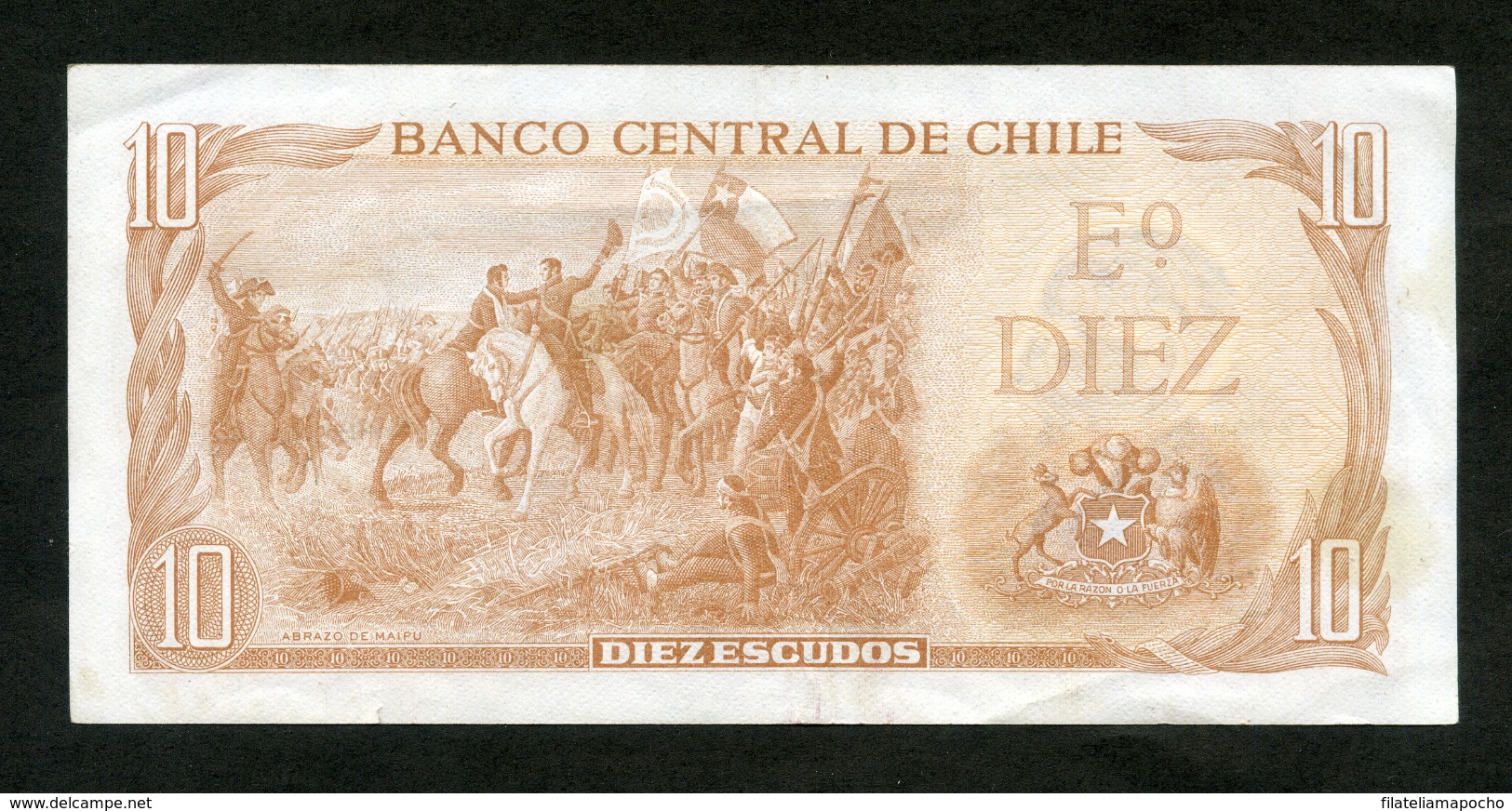 CHILE BILLETES; 10 ESCUDOS - NUEVOS DISEÑOS 1970 (J. MANUEL BALMACEDA). - Chile