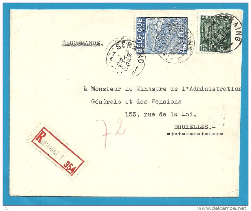 768+771 Op Brief Aangetekend Met Stempel SERAING (VK) - 1948 Export