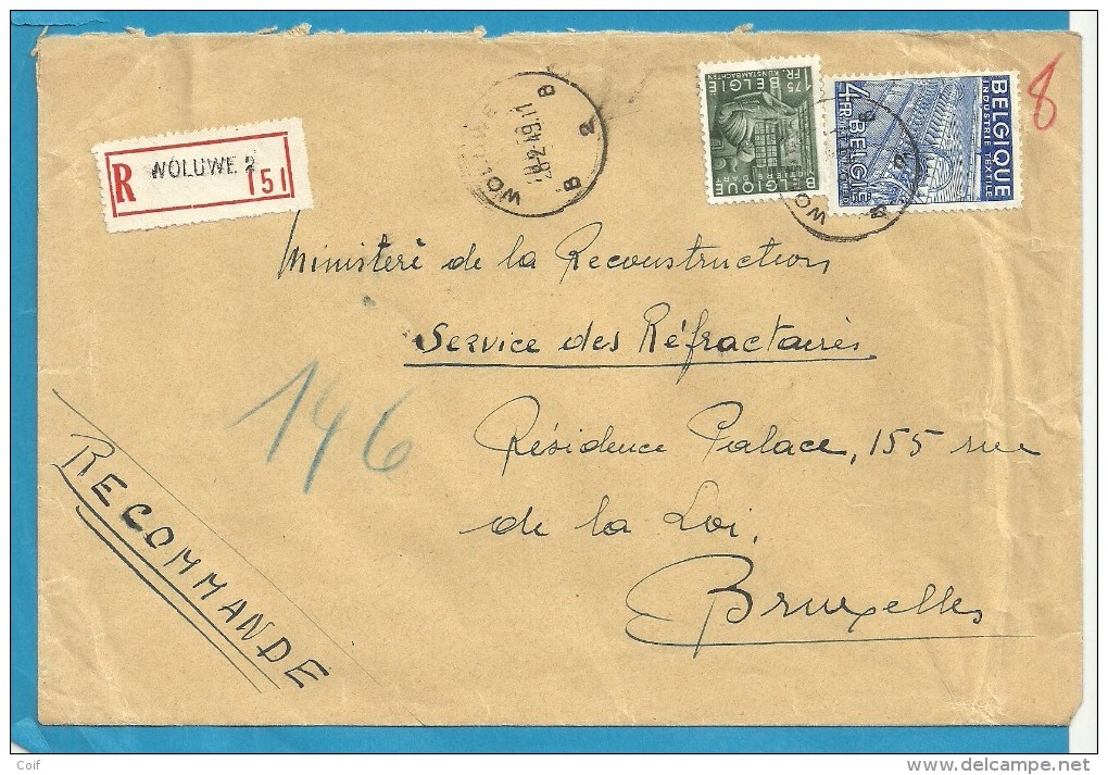768+771 Op Brief Aangetekend Met Stempel WOLUWE 2 (VK) - 1948 Export