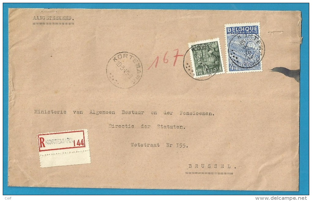 768+771 Op Brief Aangetekend Met Stempel KORTEMARK (VK) - 1948 Export