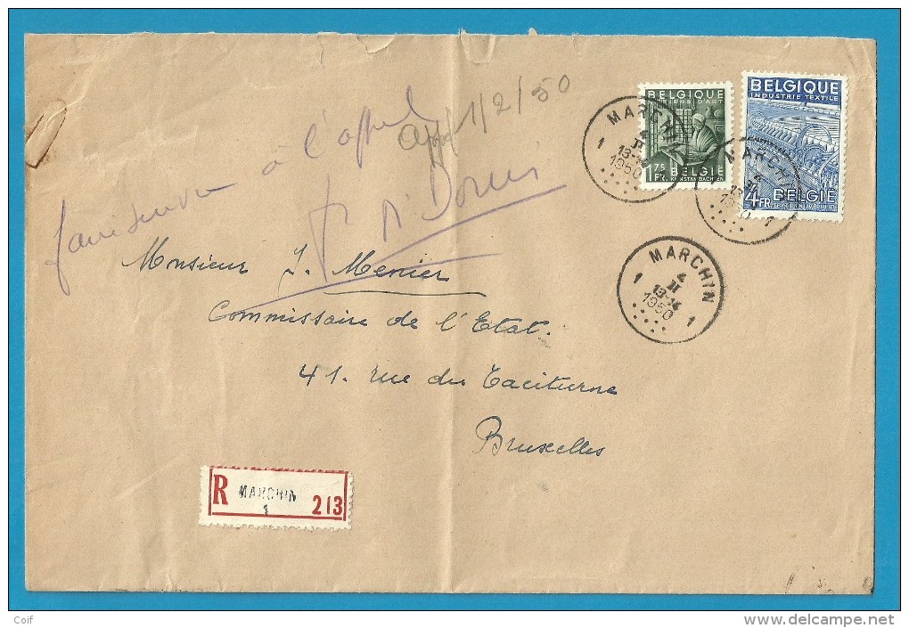 768+771 Op Brief Aangetekend Met Stempel MARCHIN 1 (VK) - 1948 Export