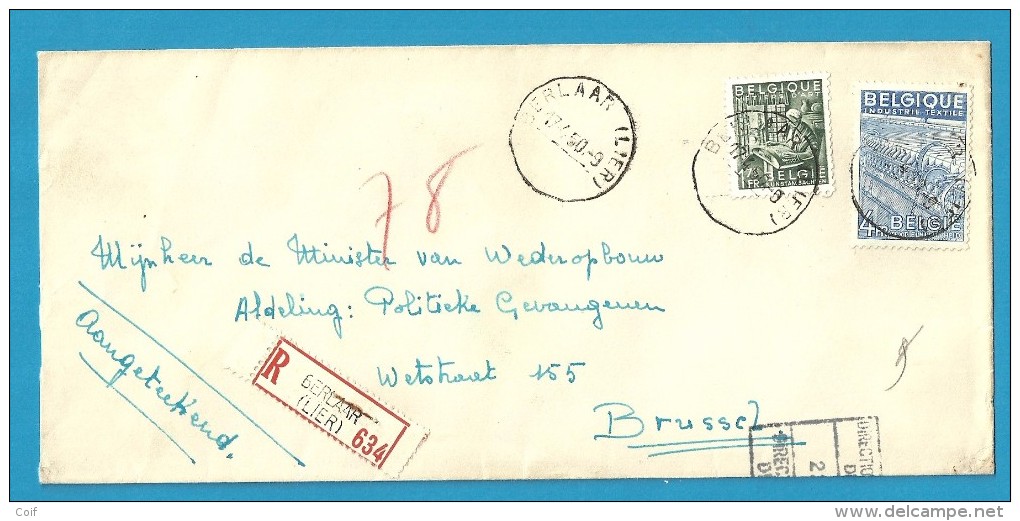 768+771 Op Brief Aangetekend Met Stempel BERLAAR (LIER)  (VK) - 1948 Export