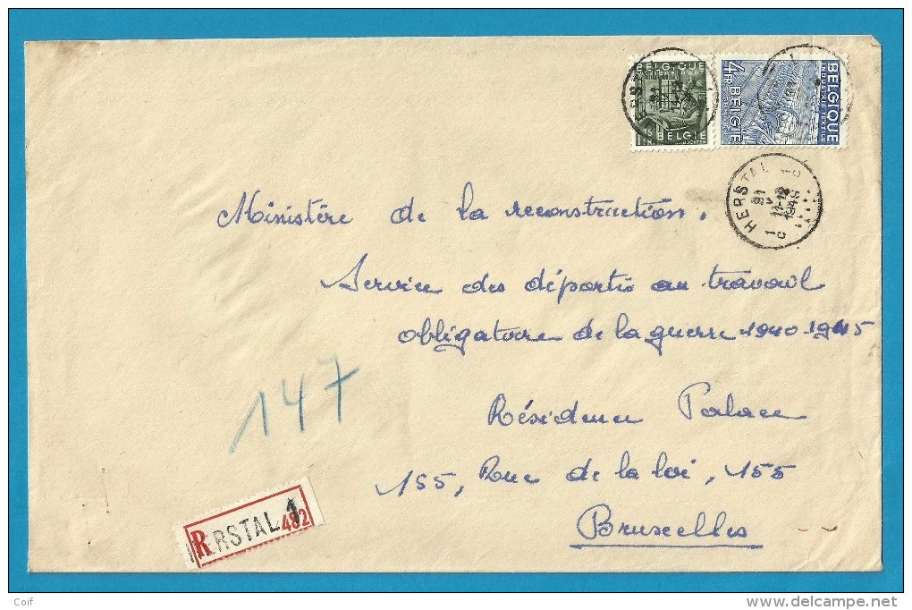 768+771 Op Brief Aangetekend Met Stempel HERSTAL  (VK) - 1948 Export
