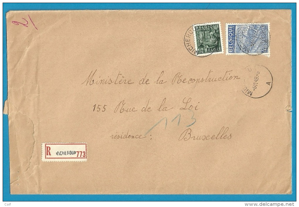 768+771 Op Brief Aangetekend Met Stempel MICHEROUX (VK) - 1948 Export