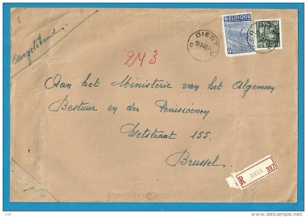 768+771 Op Brief Aangetekend Met Stempel DIEST (VK) - 1948 Export