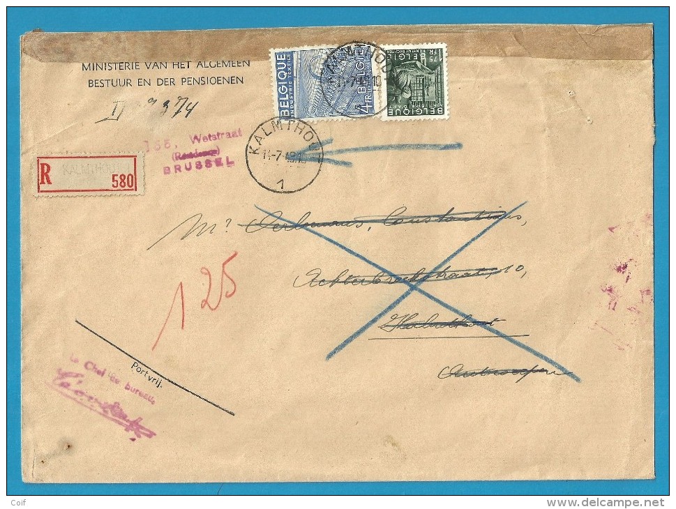 768+771 Op Brief Aangetekend Met Stempel KALMTHOUT (VK) - 1948 Export