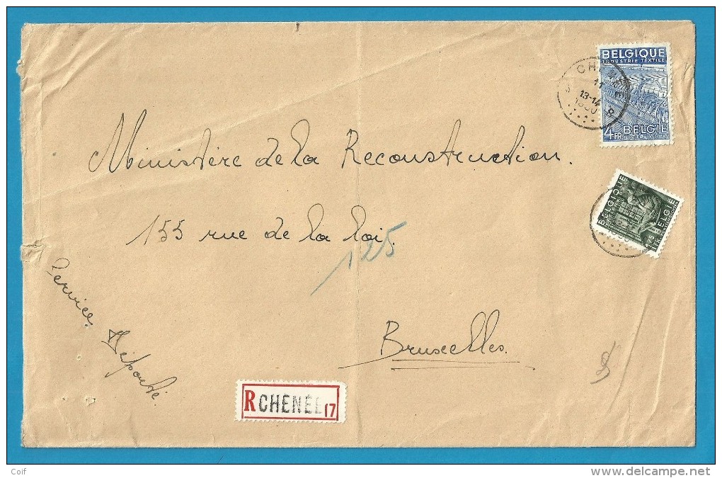 768+771 Op Brief Aangetekend Met Stempel CHENEE (VK) - 1948 Export