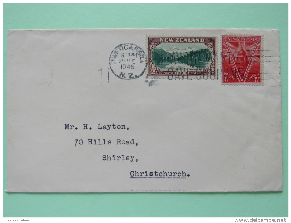 New Zealand 1946 Cover Invercargill To Christchurch - Lake Matheson - St. Paul Cathedral London - Covers & Documents