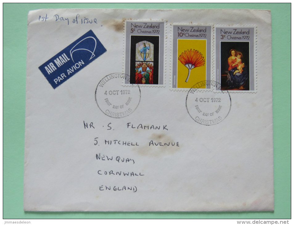 New Zealand 1972 FDC Cover Wellington To England - Christmas - Covers & Documents