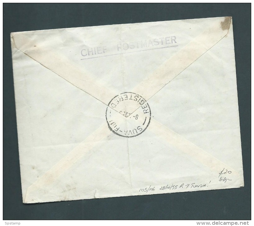 Tonga 1955 Registered Cover With 2 X 1953 Definitives To Tunisia - Tonga (1970-...)