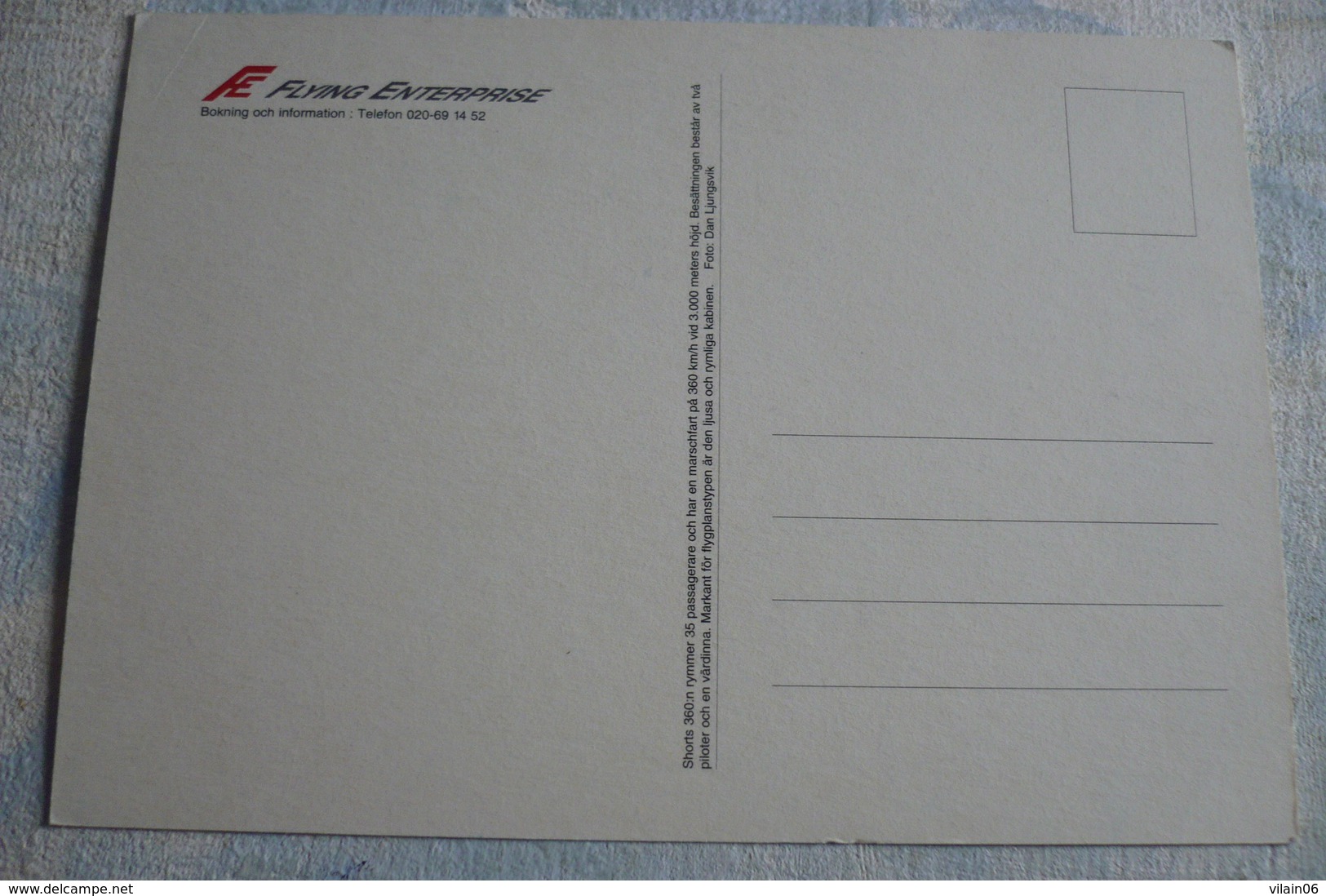 AIRLINE ISSUE / CARTE COMPAGNIE    FLYING ENTREPRISE   SHORT 360 - 1946-....: Era Moderna