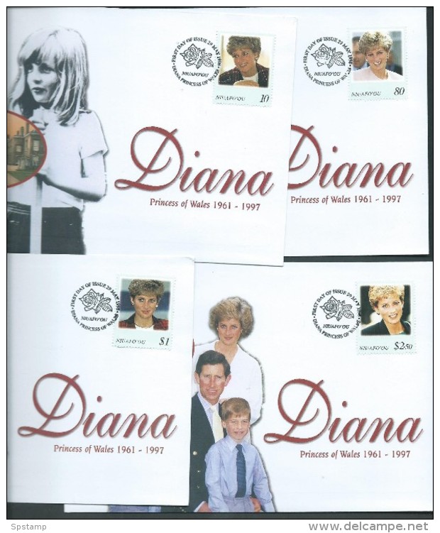 Tonga Niuafo´ou 1998 Princess Diana Memorial Set 4 On 4 FDC - Tonga (1970-...)