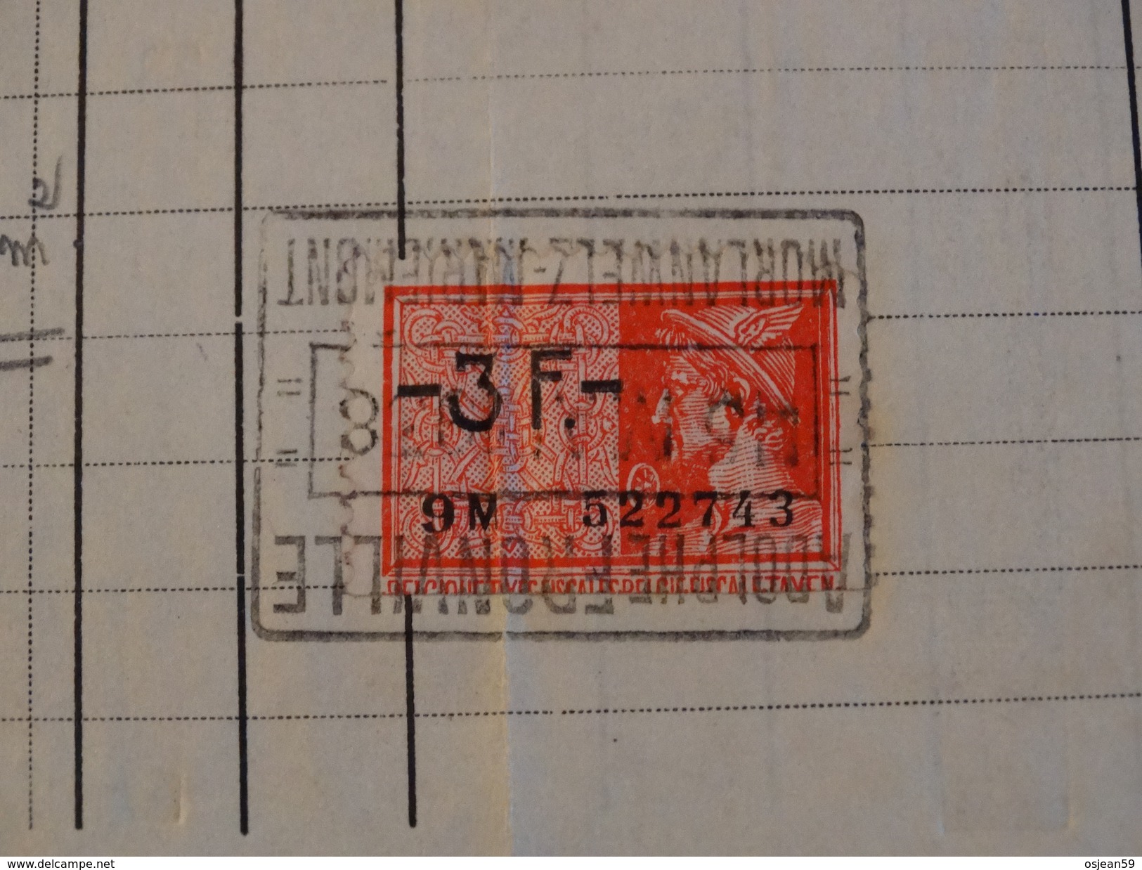 Timbres Fiscaux Sur Facture . Manufactures De Glaces Et Verres Spéciaux Adolphe Fronville à Morlanwelz-Mariemont.1938- - Documents