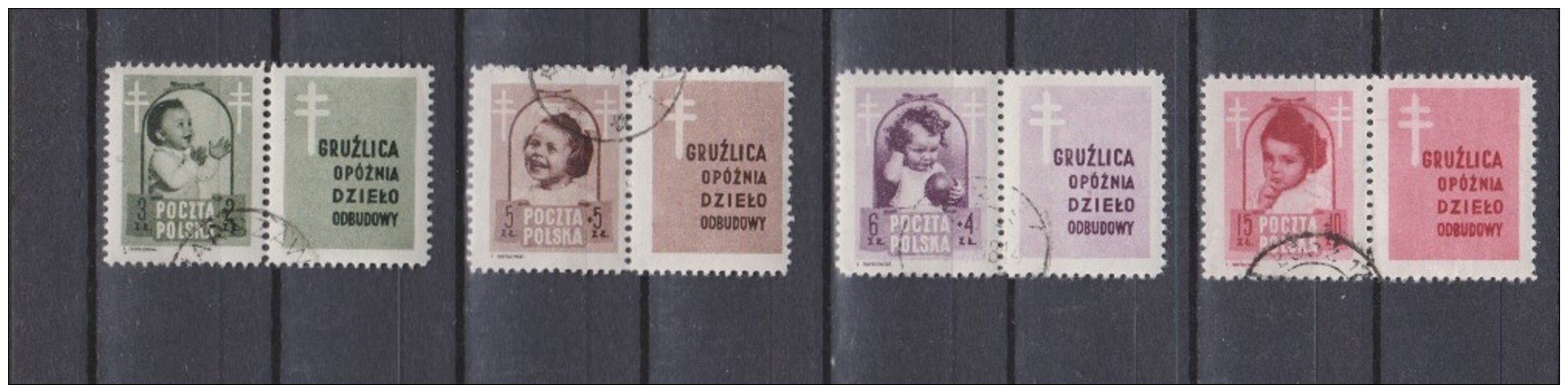 TUBERCULOSE Polen 1948 Mi 0511-14 Zf Cancelled Tuberculose...........................................................132 - Used Stamps