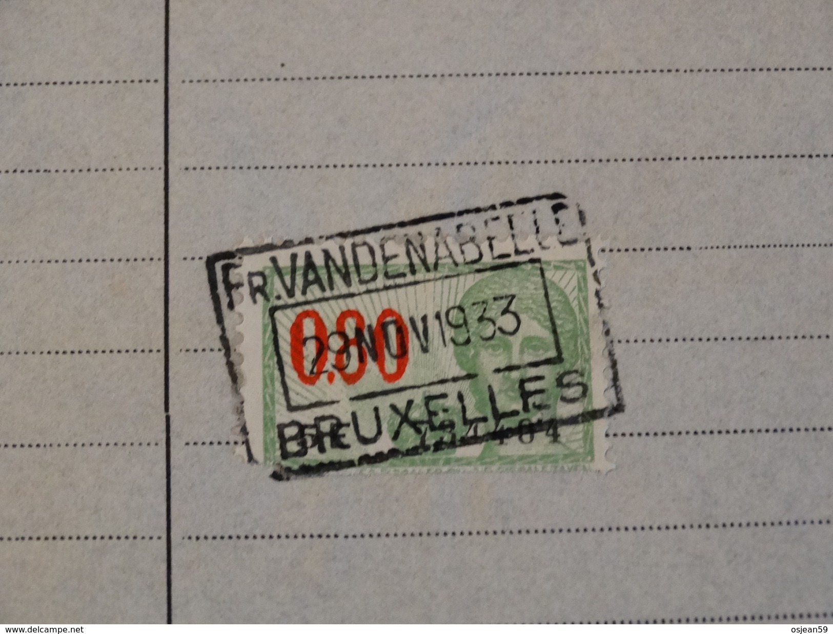 Timbres Fiscaux Sur Facture .Ateliers De Construction De Machines Agricoles Fr.Vandenabeele à Bruxelles.-1933- - Documentos