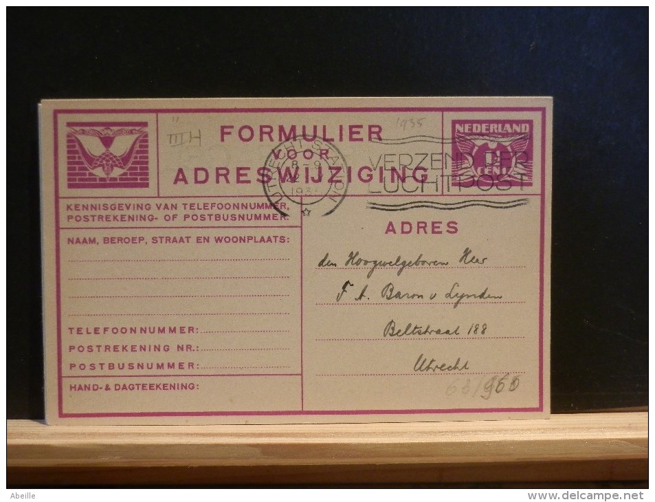 63/960  FORMULIER ADRESWIJZIGING  1935 - Postal Stationery