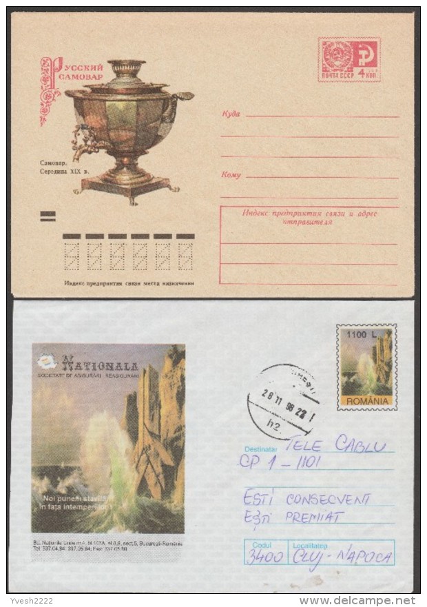 L'eau, 8 Entiers Postaux Différents, Et Une Feldpostkarte. Carnet De 3 Cartes De Chine, Péniches, Samovar, Piscine, Mer - Acqua