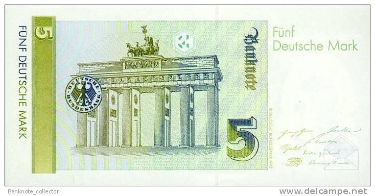 5 Deutsche Mark, 01.08. 1991, Ro. 296 A, Serie A, UNC ! - 5 DM