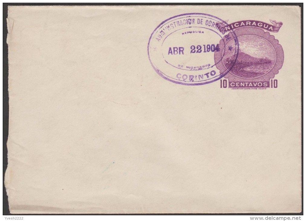 Nicaragua 1904. Entier Postal à 10 C, Volcan - Volcans