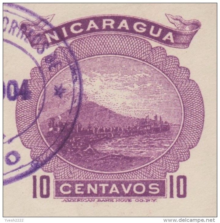 Nicaragua 1904. Entier Postal à 10 C, Volcan - Volcans