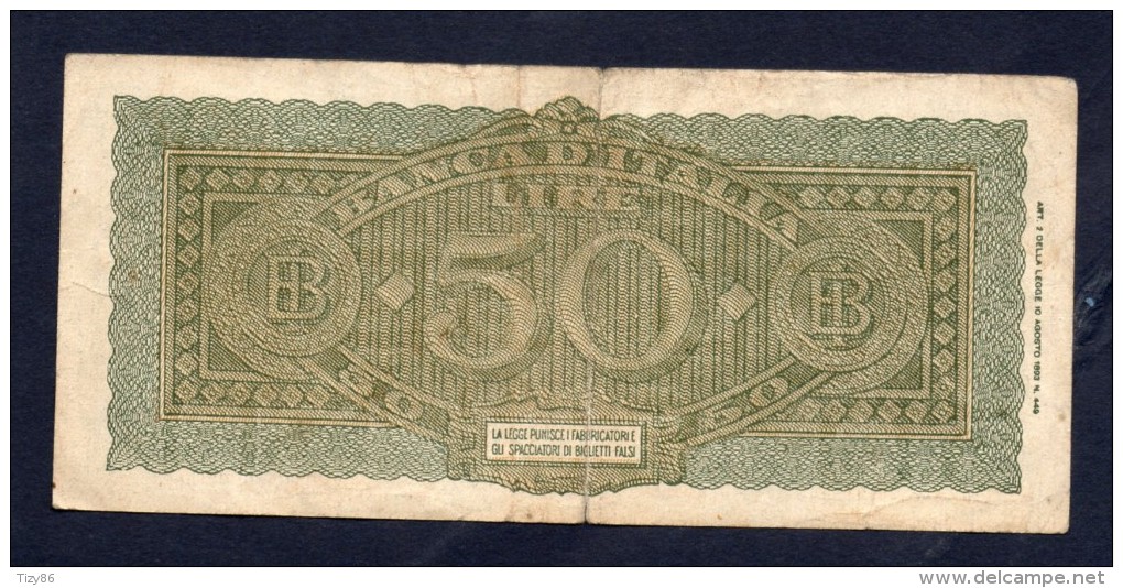 LIRE 50 - ITALIA TURRITA 10/12/1944 (circolata) - 50 Lire