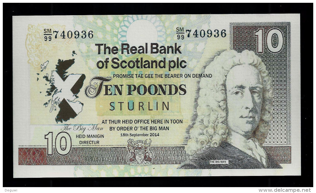 Test Note?, Schottland  10 Poonds, Testnote?, Beids. Druck, RRRR, UNC, 160 X 90 Mm, Trial, Design-Studie? Play Money? - Altri & Non Classificati