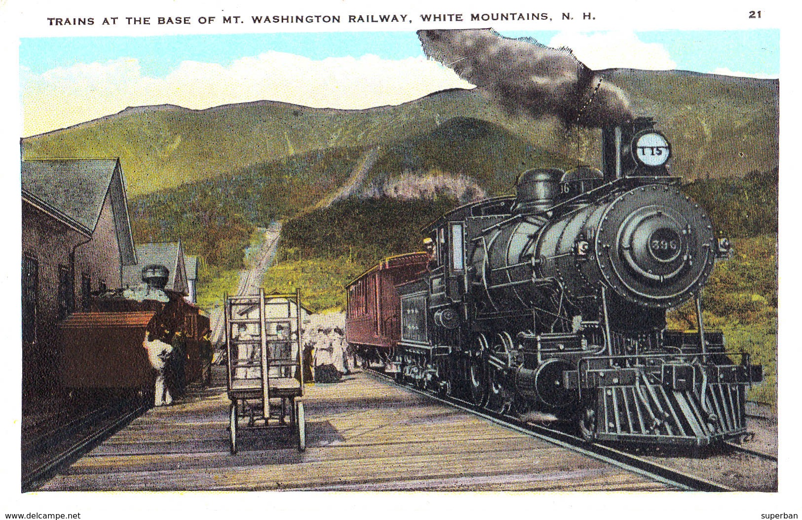 TRAIN At THE BASE Of MOUNT WASHINGTON RAILWAY - WHITE MOUNTAINS - N. H. - ANNÉE / YEAR ~ 1930 - '35 (v-240)&#x200B; - White Mountains