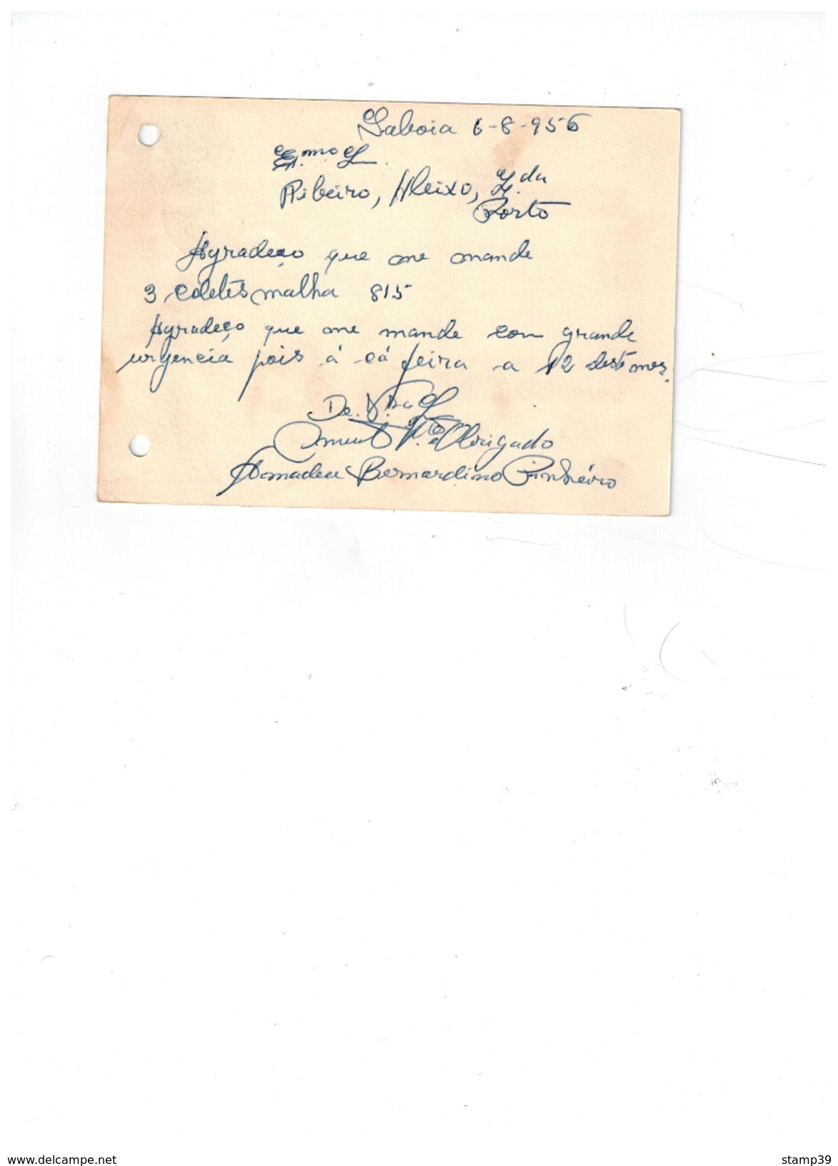 Entier Du Portugal 06/08/1956 (Ambulancia -Sul II) - Lettres & Documents