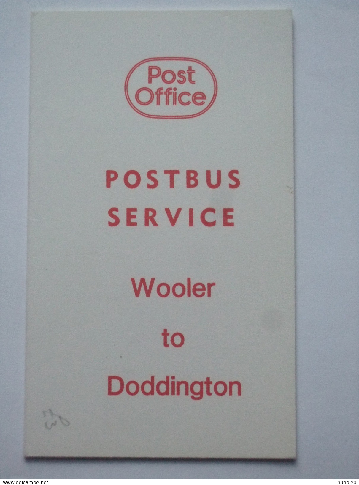 POST OFFICE POSTBUS TIMETABLE `Wooler To Doddington` - Europa