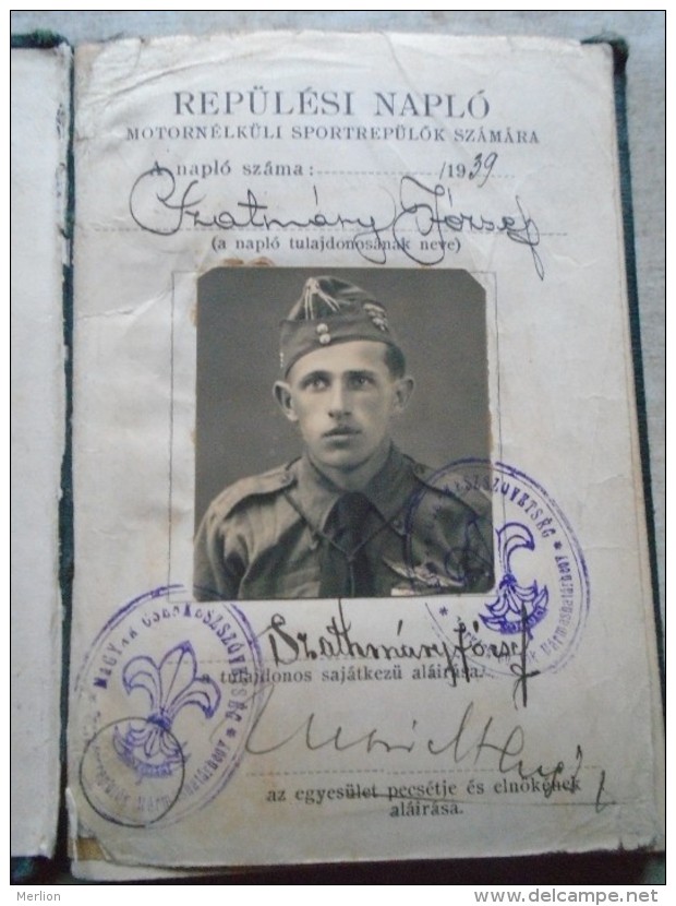 D143044  Hungary  Scouts  Scutisme - Flight Log  Flugbuch Carnet De Vol - Cserkész Repülök Hármashatárhegy 1939 - Ohne Zuordnung