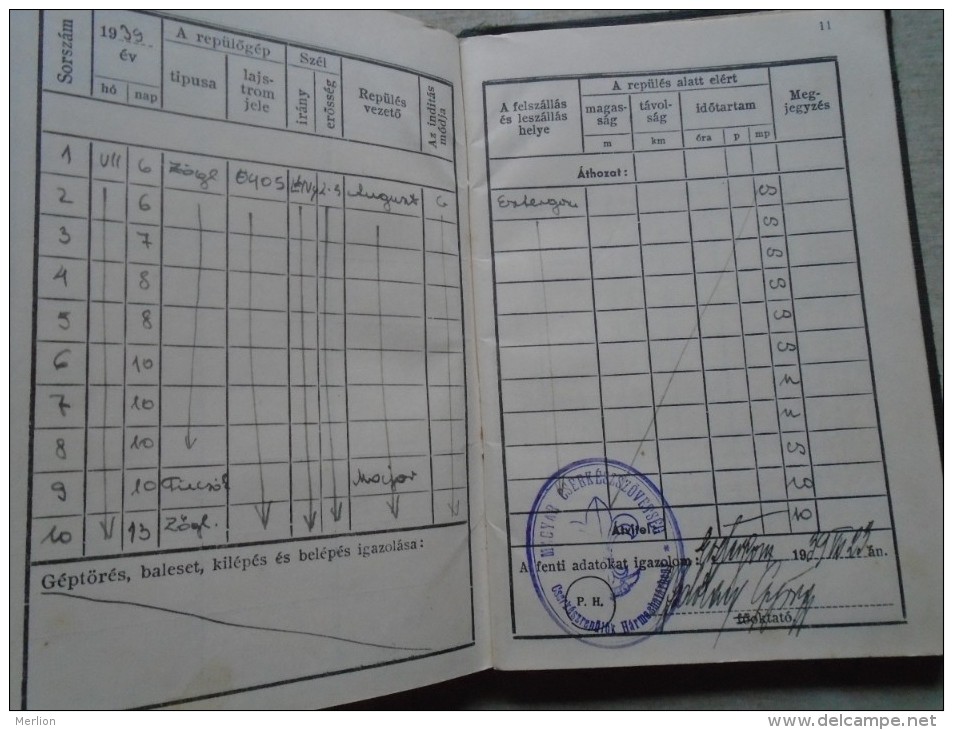 D143044  Hungary  Scouts  Scutisme - Flight Log  Flugbuch Carnet De Vol - Cserkész Repülök Hármashatárhegy 1939 - Unclassified