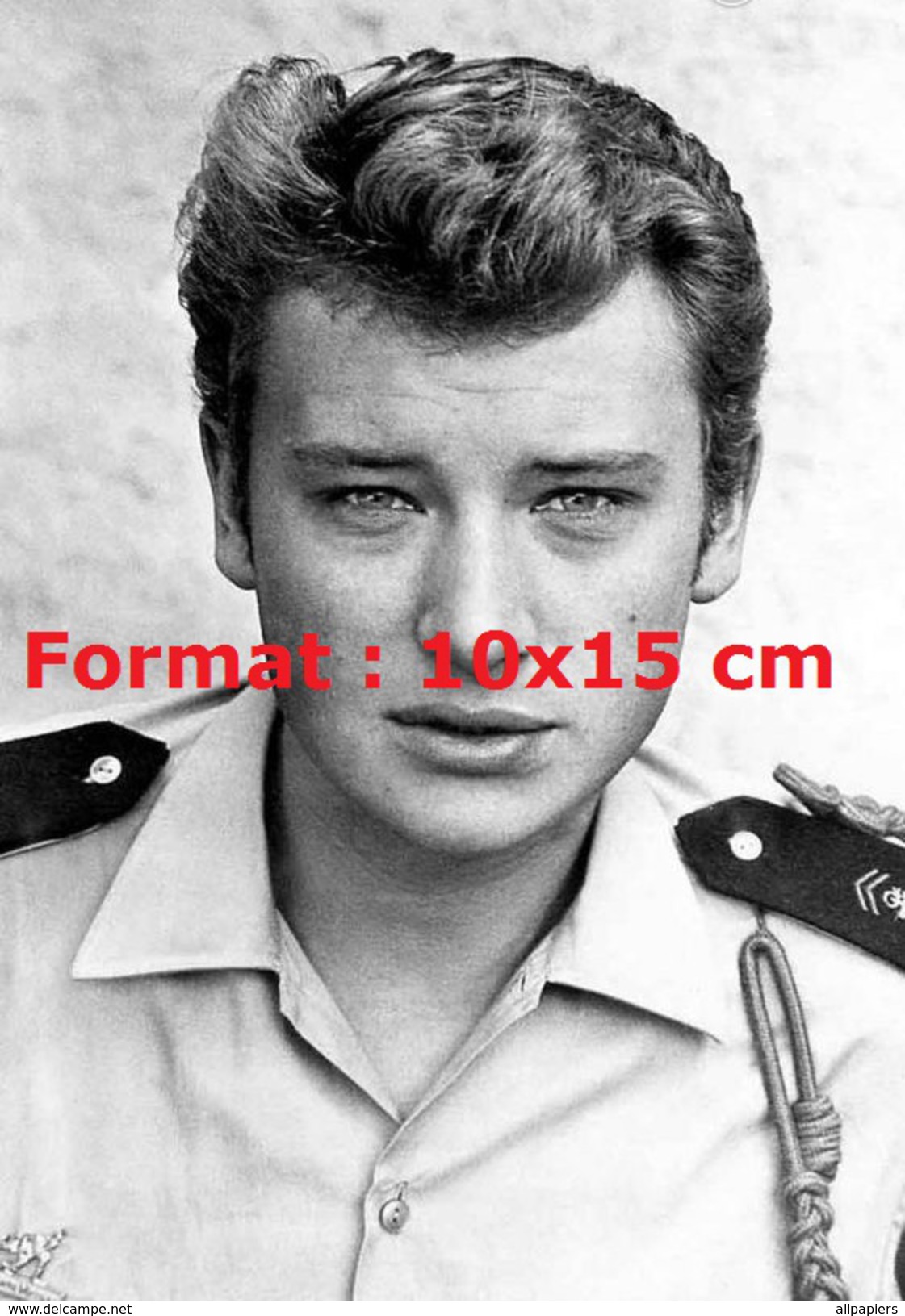 Reproduction D´une Photographie Du Portrait Johnny Hallyday En Militaire En 1964 - Andere & Zonder Classificatie