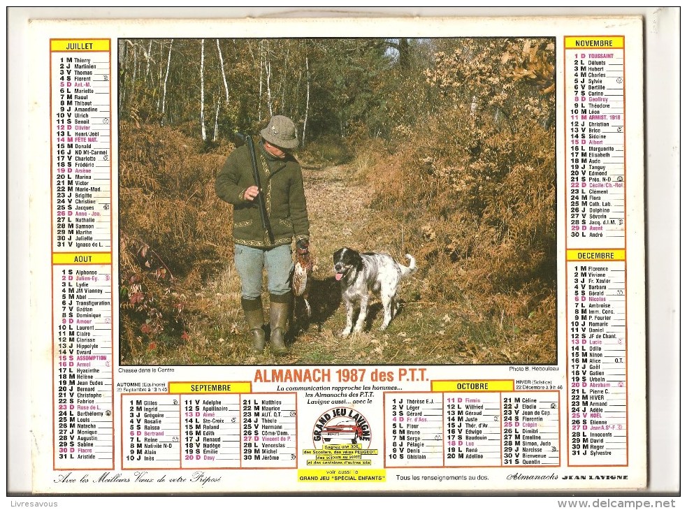 Almanach Des PTT De 1987 Département 86 Chasse Et Pêche - Grand Format : 1921-40