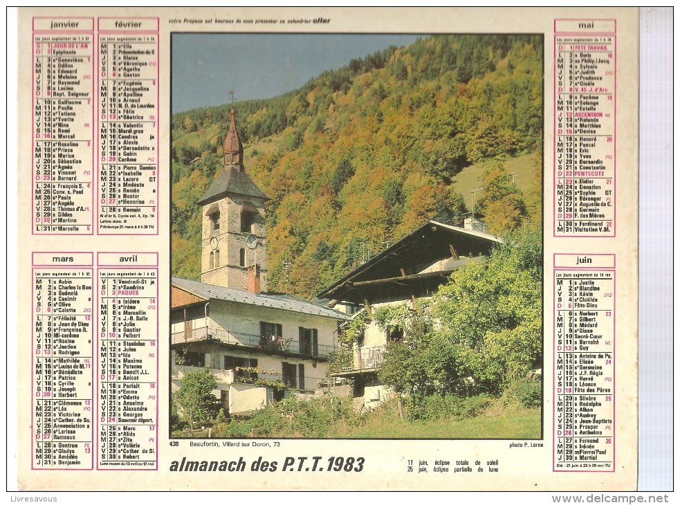 Almanach Des PTT De 1983 Département 86 Château D'Anjony (15) Beaufortin Villard Sur Doron (73) - Grand Format : 1921-40