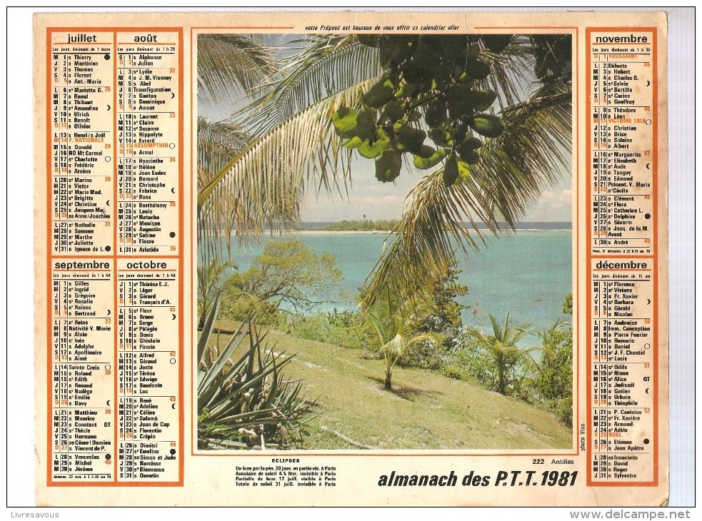 Almanach Des PTT De 1981 Département Région Parisienne Les Antilles - Grand Format : 1921-40