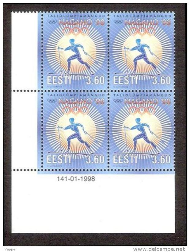Estonia 1998 MNH Stamp Corner Block Of 4 Mi 316 18th Olympic Winter Games, Nagano - Winter 1998: Nagano