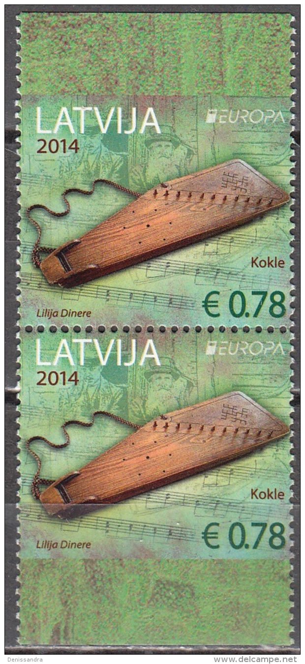 Latvija 2014 Europa CEPT Instrument De Musique Kokle Paire Du Carnet Neuf ** - Lettonie