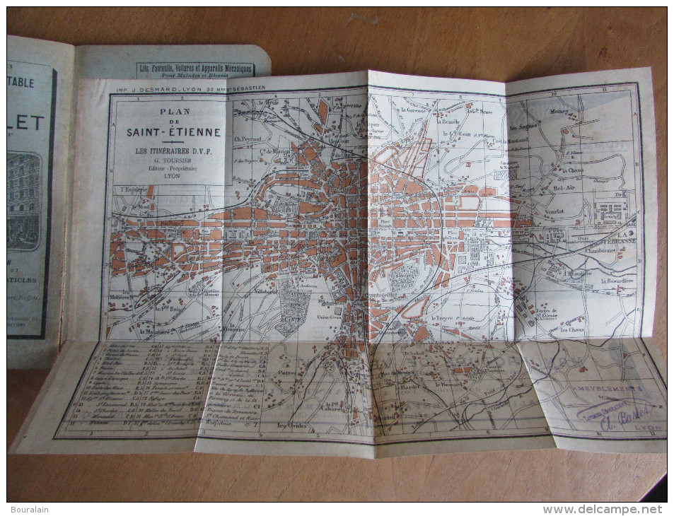 St Etienne guide - Itinéraire voies ferrées - plan - Tampon Ameublements Bastel