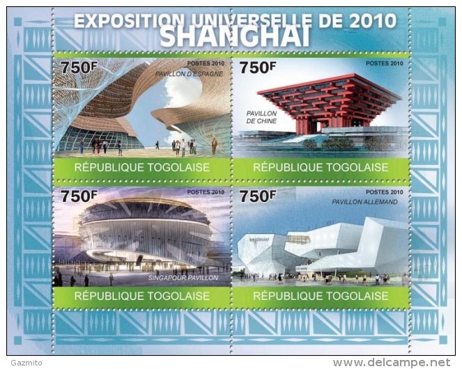 Togo 2010, Expo Shangai, Pavilions, 4val In BF - 2010 – Shanghai (Chine)
