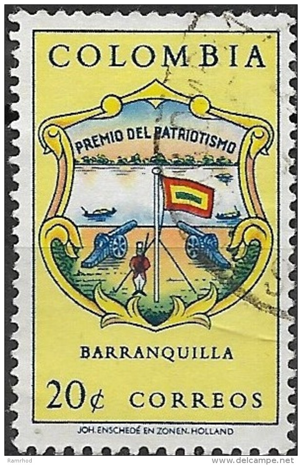 COLOMBIA 1961 Atlantico Tourist Issue - 20c Arms Of Barranquilla  FU - Colombie