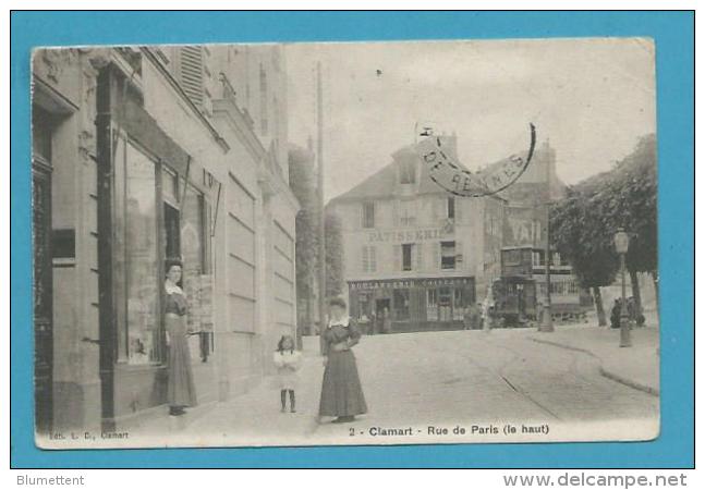 CPA 2 - Commerce Marchand De Cartes Postales Rue De Paris CLAMART 92 - Clamart