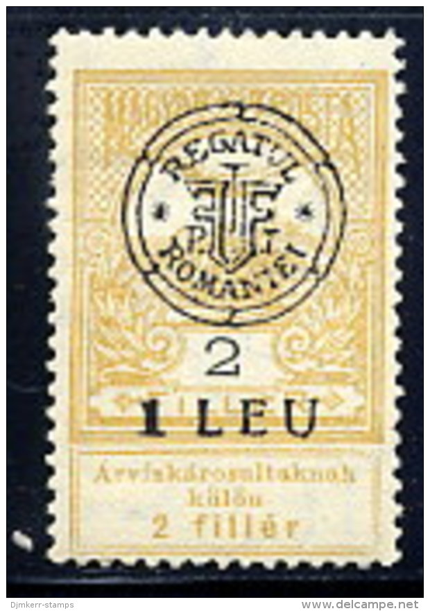 TRANSYLVANIA 1919 Overprint Type I On Flood Relief 2f  LHM / *.  Michel 2 I - Siebenbürgen (Transsylvanien)