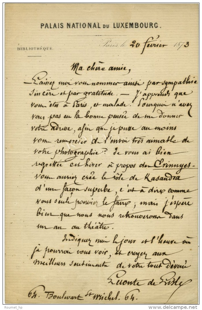 LECONTE DE LISLE, Charles Marie Leconte, Dit (1818-1894), Poète. - Other & Unclassified