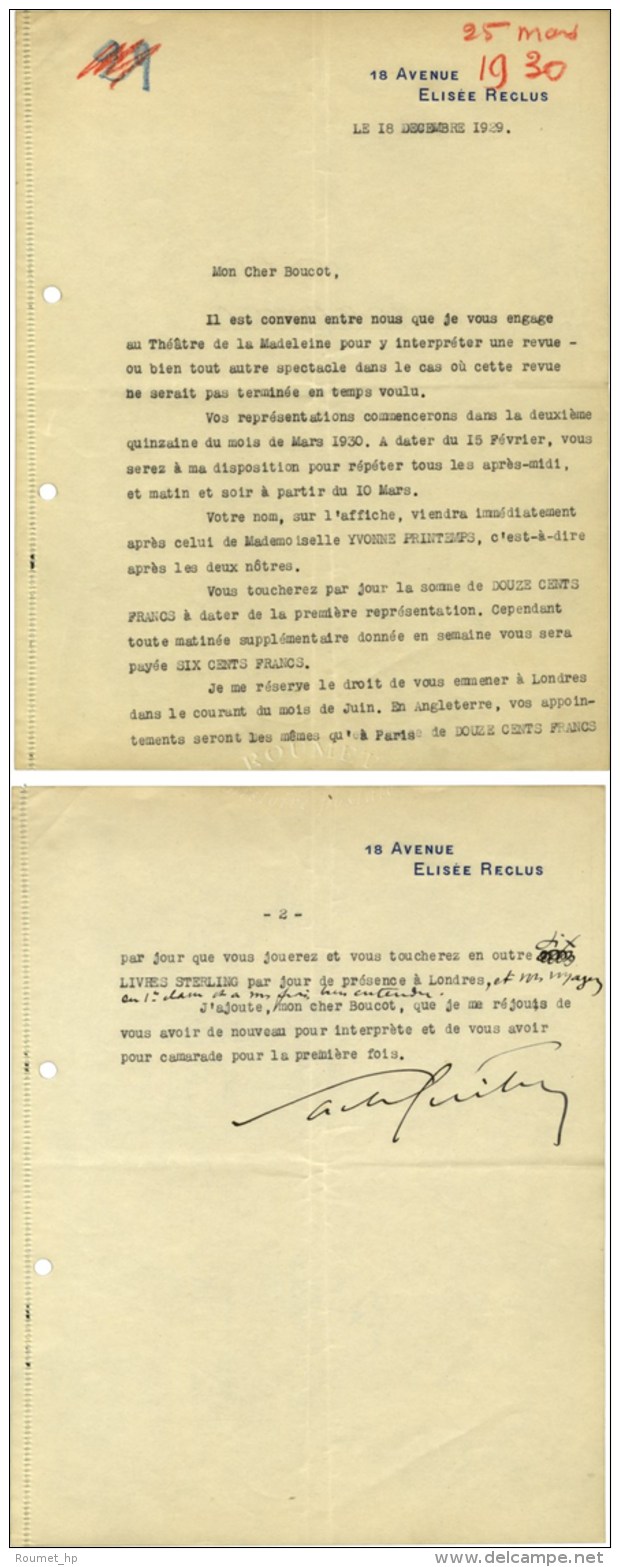 GUITRY Sacha (1885-1957), Acteur, Auteur Dramatique Et Cinéaste. - Andere & Zonder Classificatie