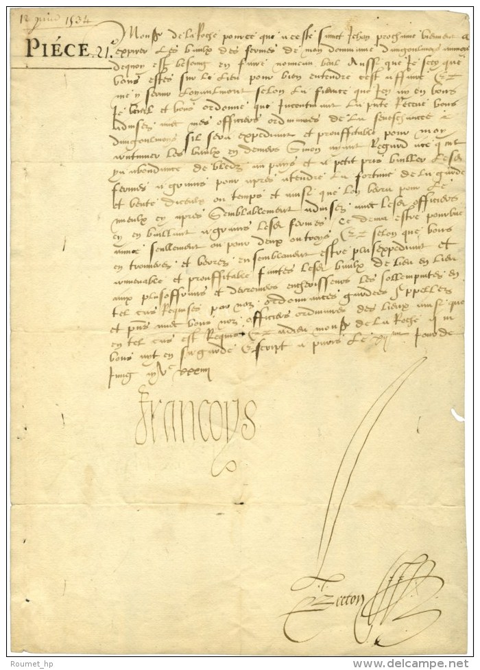 FRANÇOIS Ier (1494-1547), Roi De France. - Andere & Zonder Classificatie